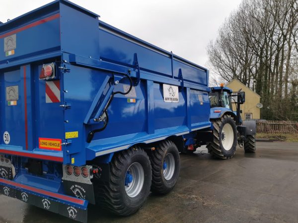 blue grain trailer