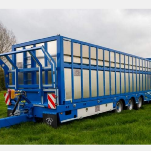 blue three axle 2 in 1 cattle trailer